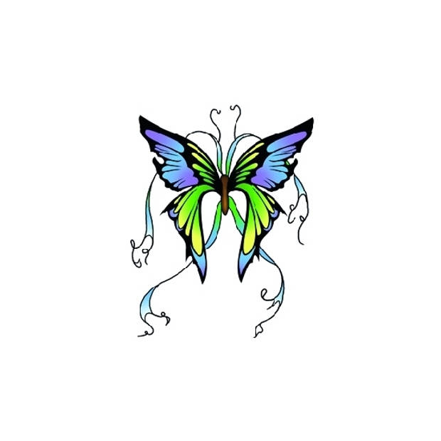 Plak tattoos glitter vlinder groen/blauw - Verkleed tatoeages