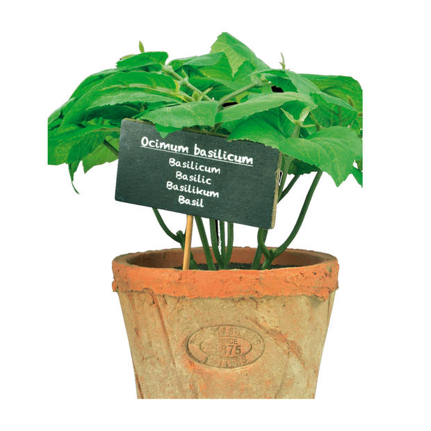 Esschert Design Kunstplant/kruiden basilicum - in oude terracotta pot - 18 cm - kruiden - Kunstplanten