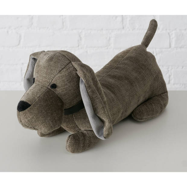 Boltze Deurstopper gewicht - dieren thema Teckel hondje - 1 kilo - groen/grijs - 38 x 15 cm - Deurstoppers