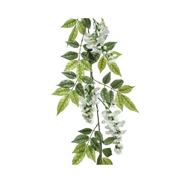 Planten slinger - 2x - wisteria - wit - 150 cm - kunstplant - Kunstplanten