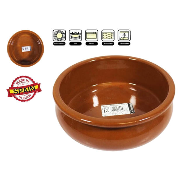 Concorde Tapas serveer of ovenschaaltje - rond - terracotta aardewerk - Dia 15 x H5 cm - Snack en tapasschalen