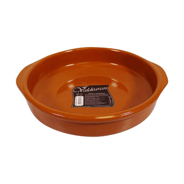 Concorde Tapas ovenschaal/serveerschaal - rond - terracotta aardewerk - 3 liter - D28 x H6 cm - Snack en tapasschalen