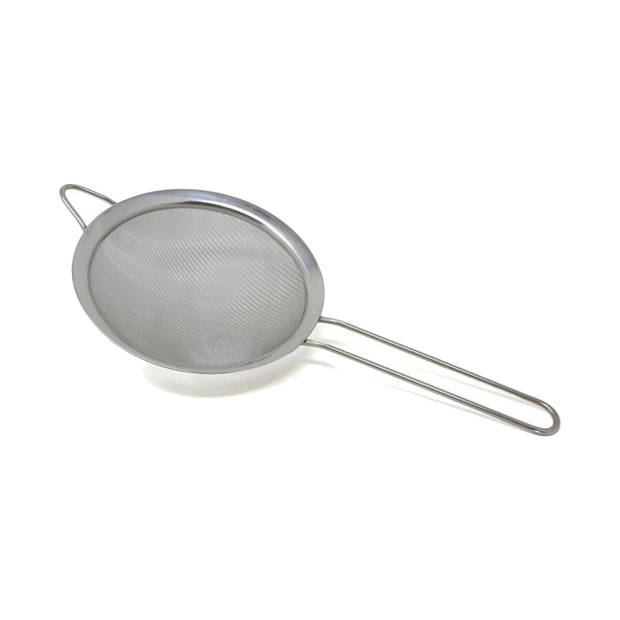 Keuken vergiet/zeef met steel - 2x - metaal - grijs - D18 x L37 cm / D16 x L34 cm - Vergieten