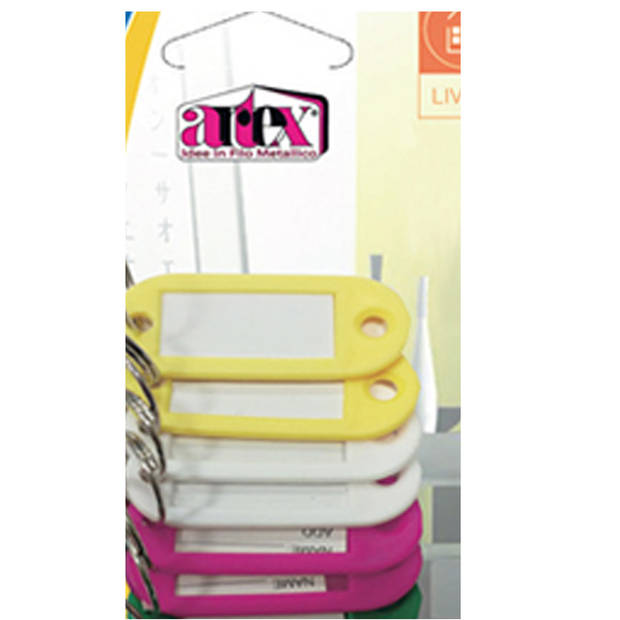 Artex Sleutellabels/sleutelhangers - 10x - multi kleuren - kunststof - Sleutelhangers