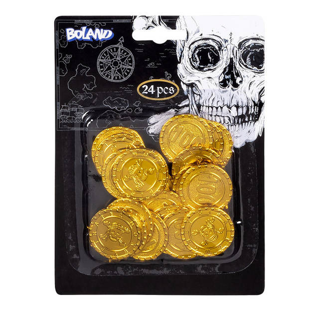 Boland Piraten munten/geld van kunststof - 48x oude munten - gouden dukaten - Verkleed speelgoed - Speelgeld