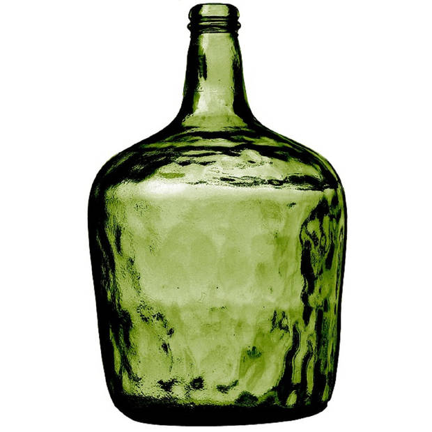 Natural Living Bloemenvaas Jeanne - groen transparant - gerecycled glas - D25 x H40 cm - Fles vazen - Vazen