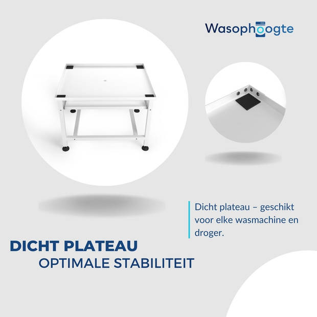 Wasophoogte® Wasmachine verhoger - Wasmachine opbouwmeubel - Wasmachine sokkel - 45 cm hoog - Wit - Universeel