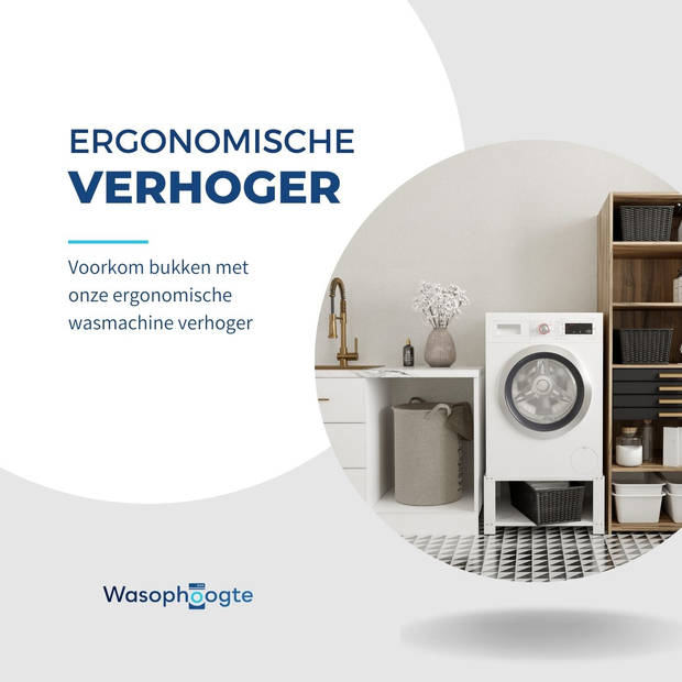 Wasophoogte® Wasmachine verhoger - Wasmachine opbouwmeubel - Wasmachine sokkel - 45 cm hoog - Wit - Universeel