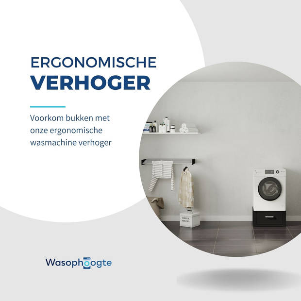 Wasophoogte® Wasmachine verhoger - Wasmachine opbouwmeubel - Wasmachine sokkel - 31cm hoog - Zwart - Universeel - enkel