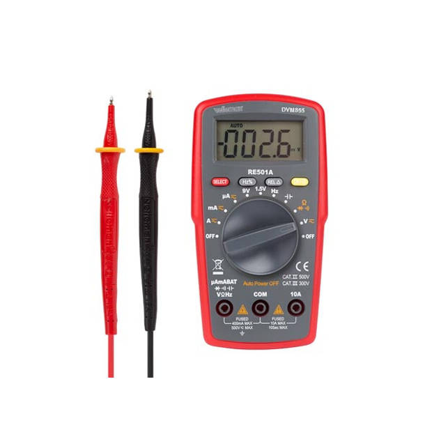 Digitale multimeter - cat. ii 500 v / cat. iii 300 v - 10 a - automatisch bereik - 4000 counts