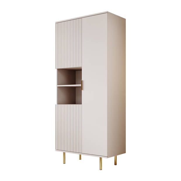 Meubella Vitrinekast Nicola - Beige - 80 cm