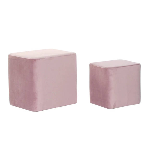 Set van 2 Poef Velvet Cubic – Roze