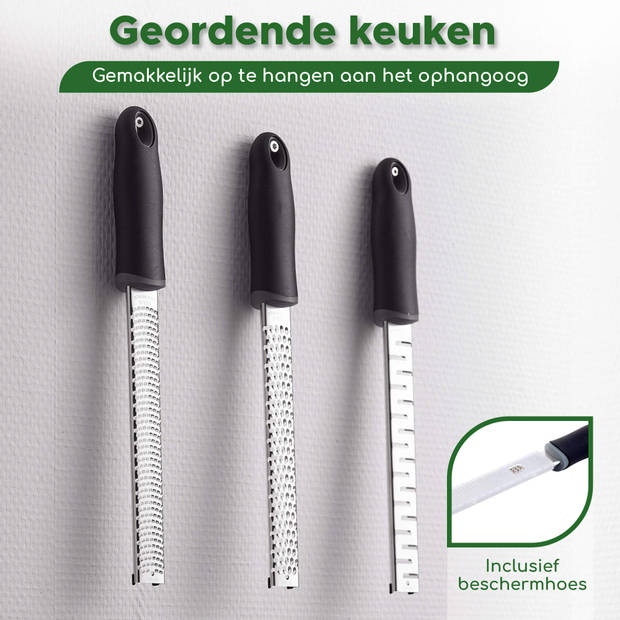 Bikolo® - Rasp Set - Kaasrasp - Handrasp - Zester - Citroenrasp - Nootmuskaatrasp - Gemberrasp