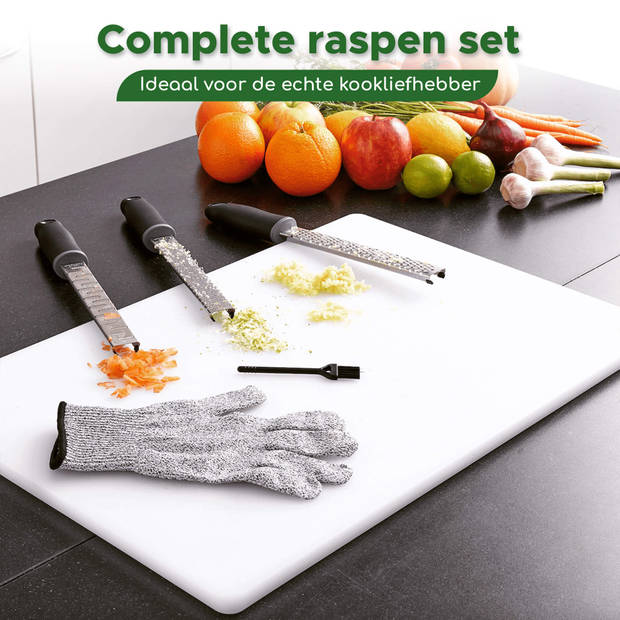 Bikolo® - Rasp Set - Kaasrasp - Handrasp - Zester - Citroenrasp - Nootmuskaatrasp - Gemberrasp