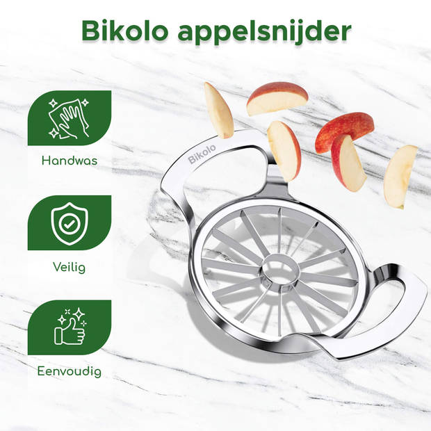 Bikolo® - Appelsnijder - Fruitsnijder - Appeldeler - Appelverdeler - Appelsnijder Partjes - 12 Partjes