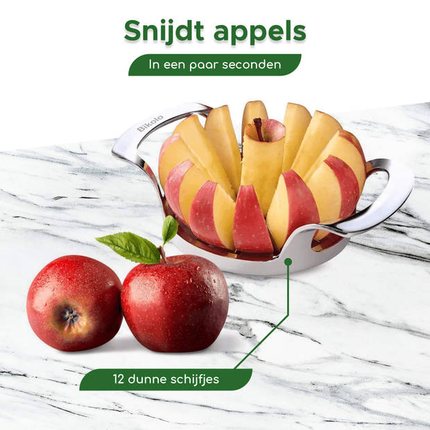 Bikolo® - Appelsnijder - Fruitsnijder - Appeldeler - Appelverdeler - Appelsnijder Partjes - 12 Partjes