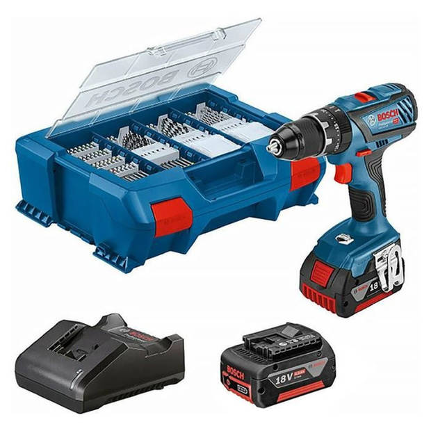 Bosch Professional GSB 18V Percussion Drill + 82 Pick & Click Accessories