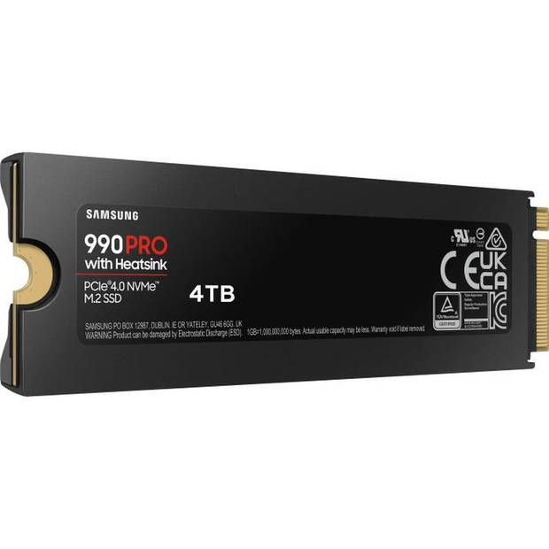 SAMSUNG - 990 PRO - Interne SSD - 4 TB - Met koellichaam - PCIe 4.0 - NVMe 2.0 - M2 2280 - Tot 7450 MB/s (MZ-V9P4T0GW)