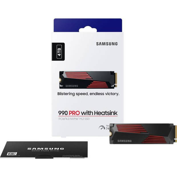 SAMSUNG - 990 PRO - Interne SSD - 4 TB - Met koellichaam - PCIe 4.0 - NVMe 2.0 - M2 2280 - Tot 7450 MB/s (MZ-V9P4T0GW)
