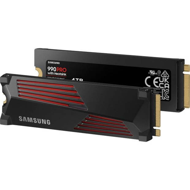 SAMSUNG - 990 PRO - Interne SSD - 4 TB - Met koellichaam - PCIe 4.0 - NVMe 2.0 - M2 2280 - Tot 7450 MB/s (MZ-V9P4T0GW)