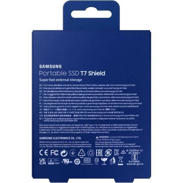 Externe Solid State Drive - SAMSUNG - T7 Shield - 1 TB - USB 3.2 Gen 2 (USB-C-connector) (MU-PE1T0R/EU)