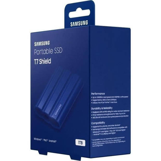 Externe Solid State Drive - SAMSUNG - T7 Shield - 1 TB - USB 3.2 Gen 2 (USB-C-connector) (MU-PE1T0R/EU)