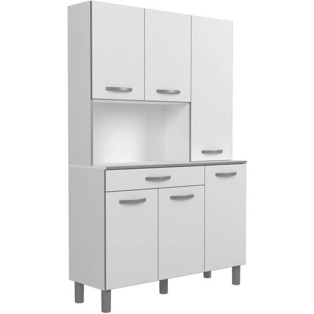 Oslo -buffet van 120 cm - 1 lade en 6 deuren - L 120 x D 40 x H 185 cm - Witte kleur