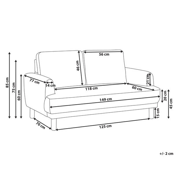 Beliani TUVE - Tweezitsbank-Wit-Polyester