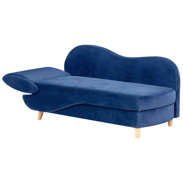 Beliani MERI - Chaise longue-Blauw-Fluweel