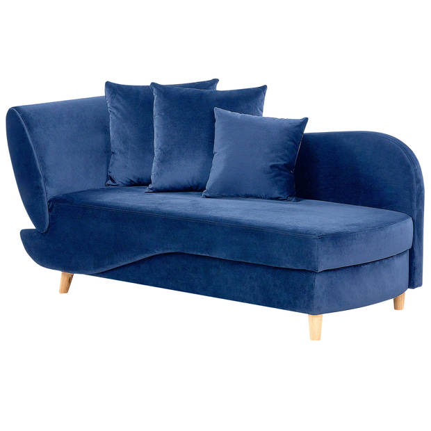 Beliani MERI - Chaise longue-Blauw-Fluweel