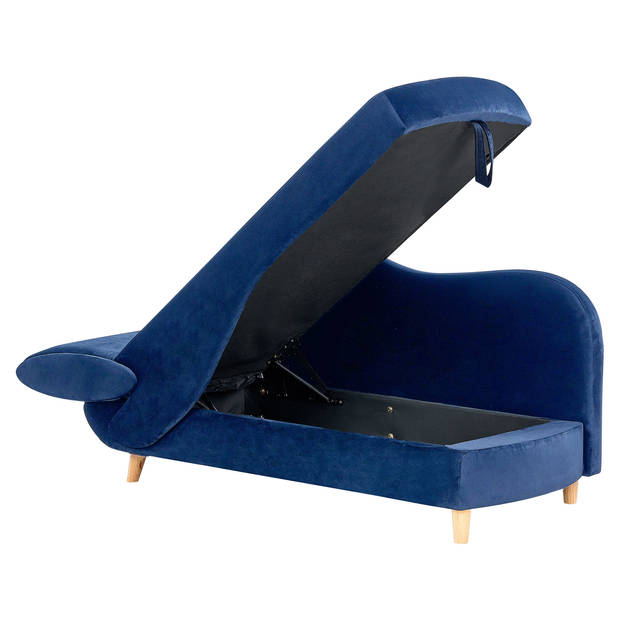 Beliani MERI - Chaise longue-Blauw-Fluweel