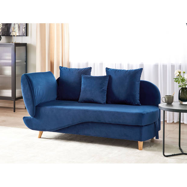 Beliani MERI - Chaise longue-Blauw-Fluweel