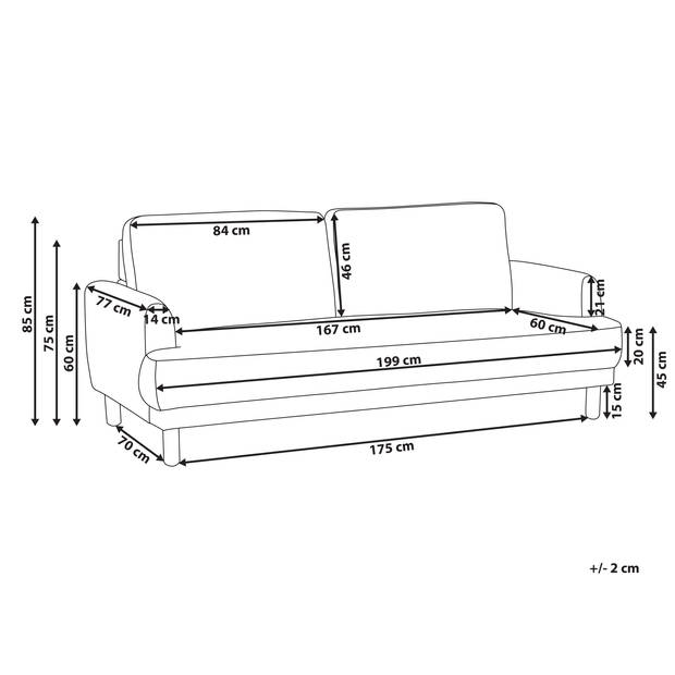 Beliani TUVE - Driezitsbank-Wit-Polyester