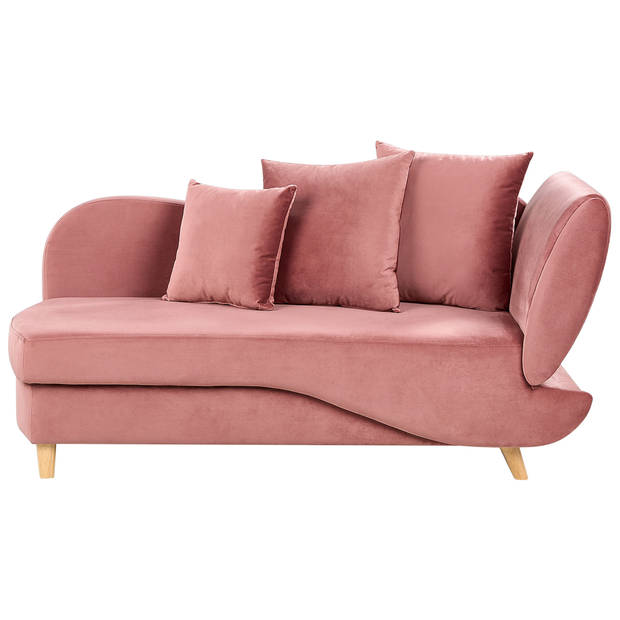 Beliani MERI - Chaise longue-Roze-Fluweel