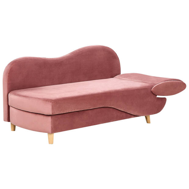 Beliani MERI - Chaise longue-Roze-Fluweel