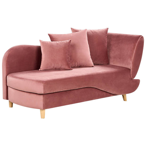 Beliani MERI - Chaise longue-Roze-Fluweel