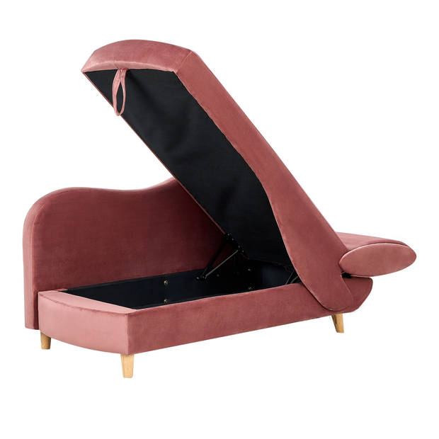 Beliani MERI - Chaise longue-Roze-Fluweel