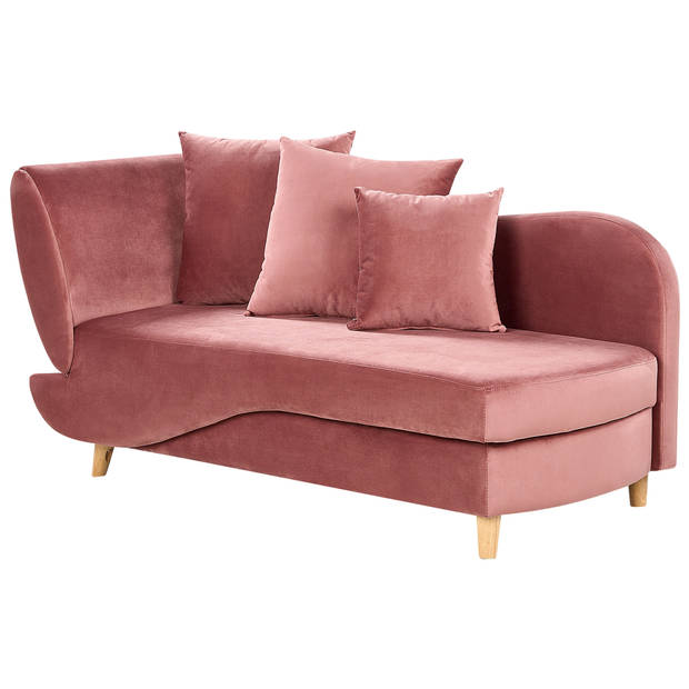 Beliani MERI - Chaise longue-Roze-Fluweel