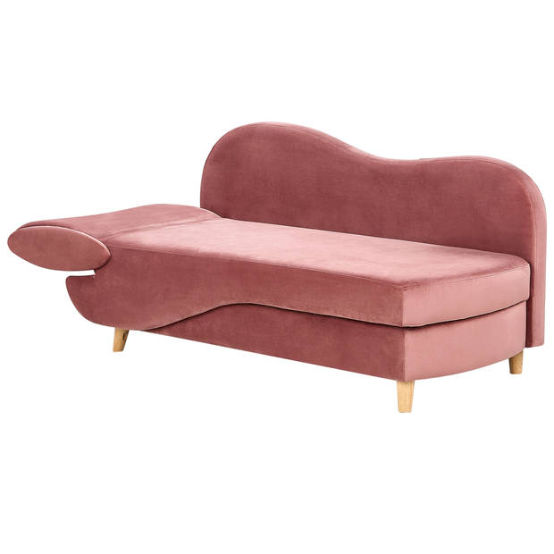 Beliani MERI - Chaise longue-Roze-Fluweel