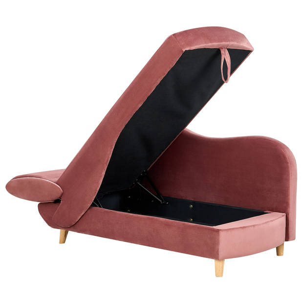 Beliani MERI - Chaise longue-Roze-Fluweel