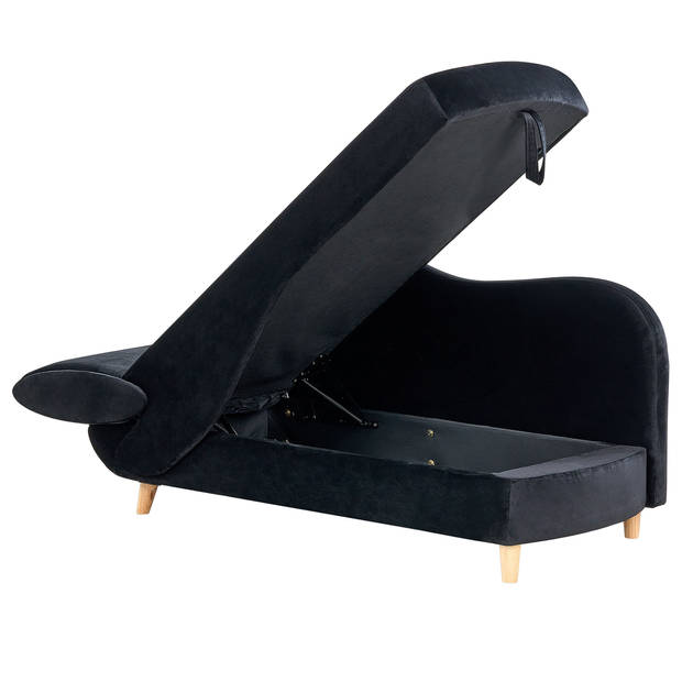 Beliani MERI - Chaise longue-Zwart-Fluweel