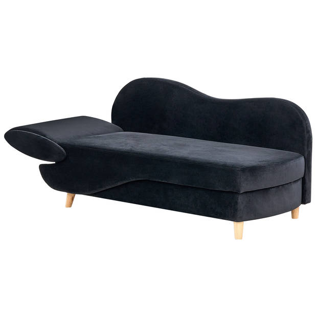 Beliani MERI - Chaise longue-Zwart-Fluweel