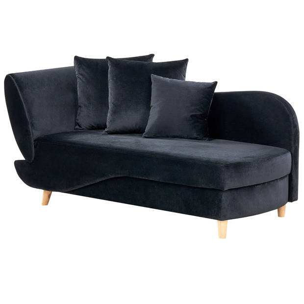 Beliani MERI - Chaise longue-Zwart-Fluweel