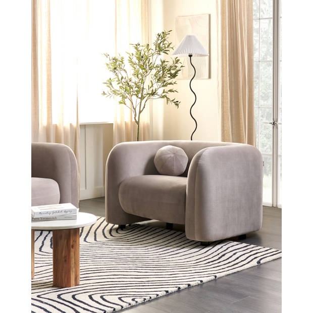 Beliani LEIREN - Fauteuil-Beige-Fluweel