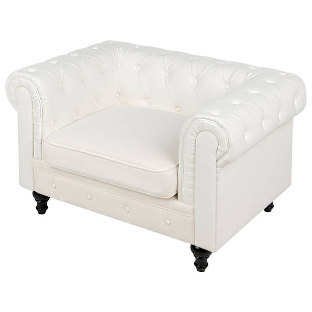 Beliani CHESTERFIELD - Fauteuil-Wit-Polyester