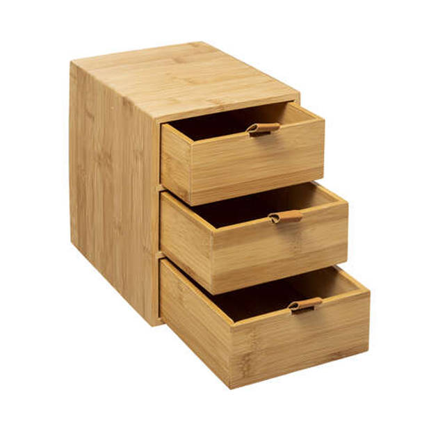 5Five Ladeblokje/bureau organizer 3x lades - bamboe hout - L20 x B15 x H21 cm - lichtbruin - Ladeblok