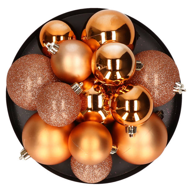 Kerstversiering set kerstballen koper 6 - 8 cm - pakket van 36x stuks - Kerstbal