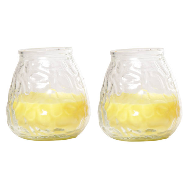 Citronella lowboy tafelkaars - 2x - 10 cm - 40 branduren - citrusgeur - Waxinelichtjes