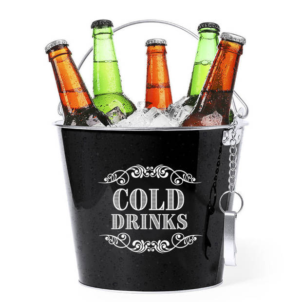 Bellatio design IJsemmer - cold drinks - bierkoeler - wijnkoeler - 6L - zwart - IJsemmers