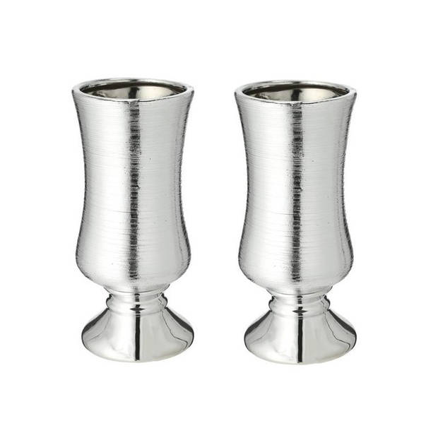 Set van 2x stuks bloemenvaas kelk zilver van keramiek 24 cm - Vazen